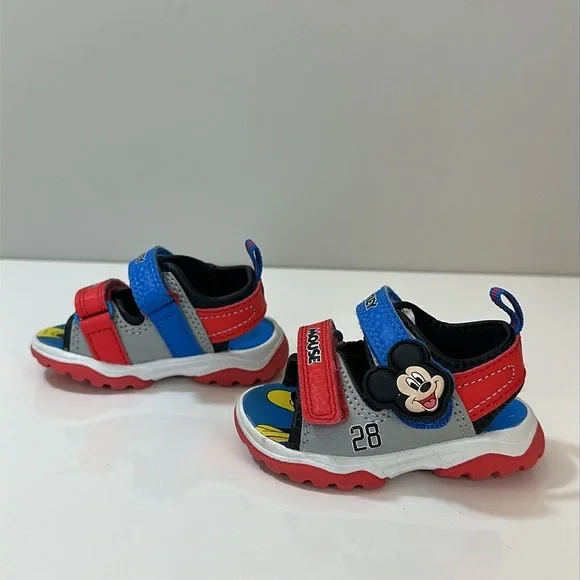 Disney Junior Mickey Mouse Sandals Kids Childrens Baby Size 2 Red Blue Summer - Picture 3 of 16